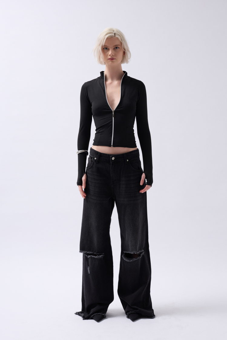 Zipper Detailed Blouse - Black - Producer: Black Fashion - Wholesale Women Clothes - TheBS Women