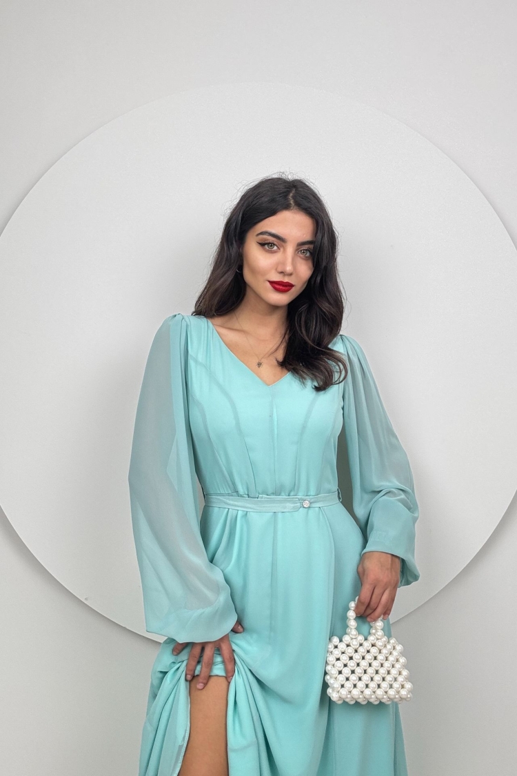 Chiffon V Neck Dress - Producer: Miss Janell - Wholesale Women Clothes - TheBS Women
