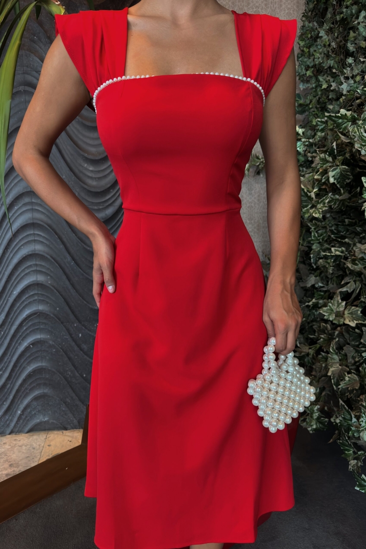 Chest Stripe Pearl Detail Dress - Brand: Miss Janell - Women & Kids, Baby Clothes Wholesale - TheBS Women