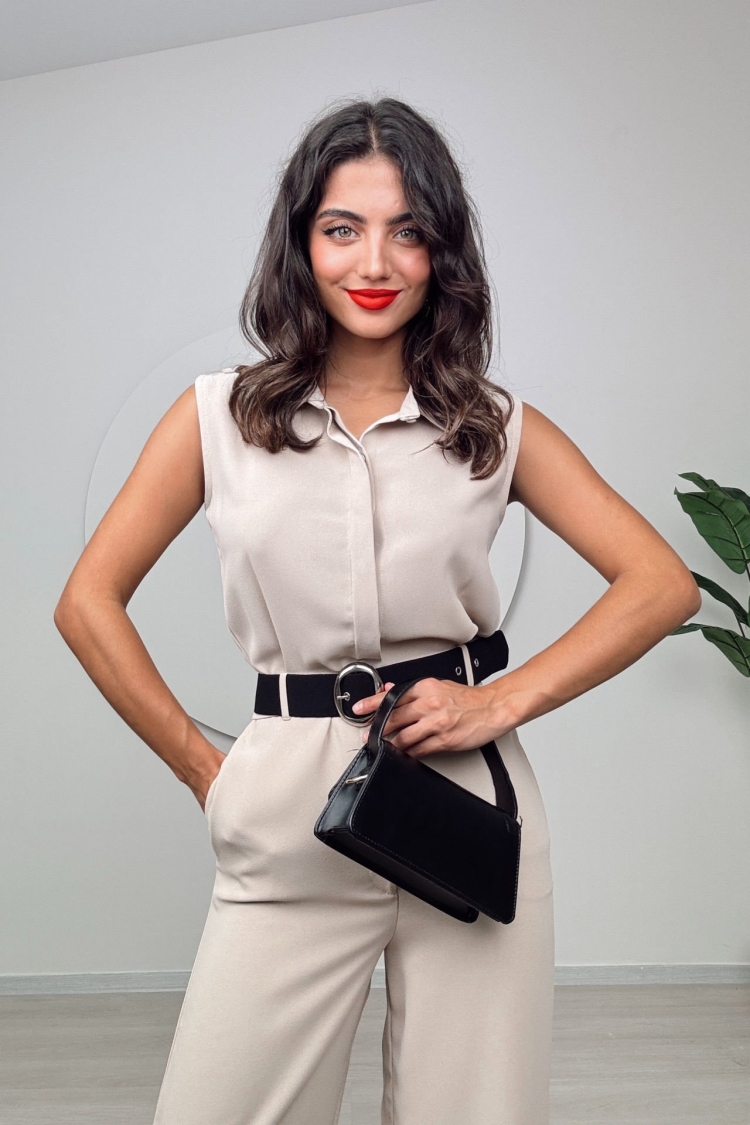 Belt Detailed Jumpsuit - Producer: Miss Janell - Wholesale Women Clothes - TheBS Women