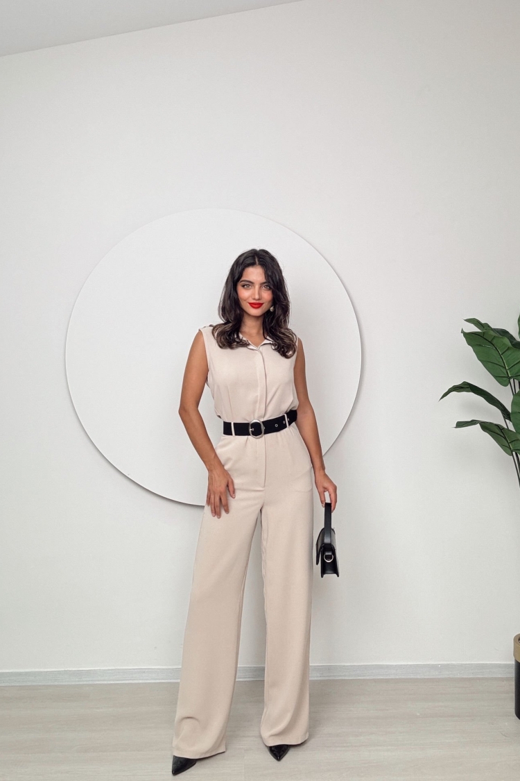 Belt Detailed Jumpsuit - Producer: Miss Janell - Wholesale Women Clothes - TheBS Women
