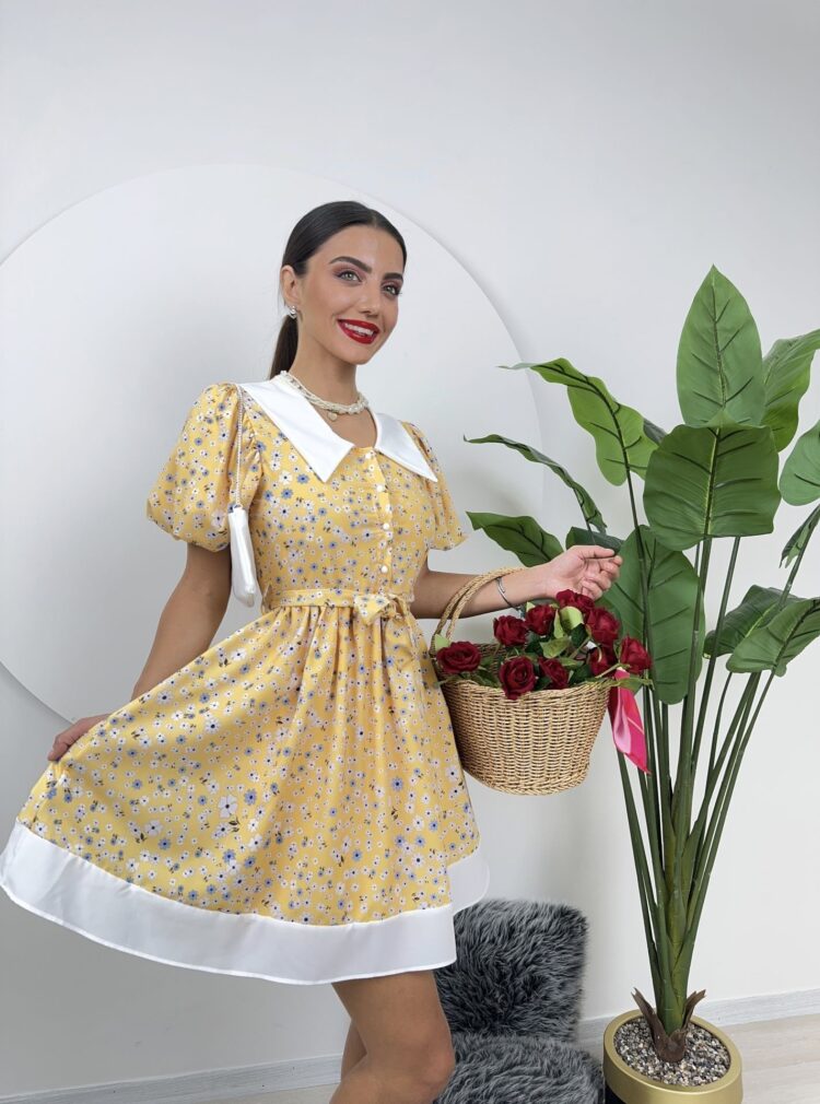 Collar Detail Crepe Mini Dress - Producer: Miss Janell - Wholesale Women Clothes - TheBS Women