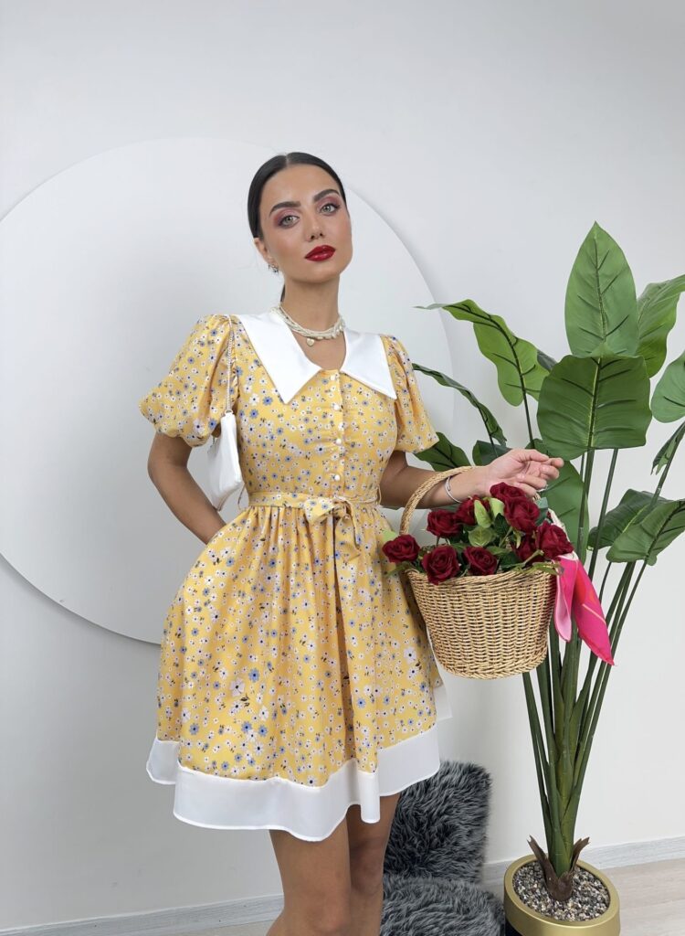Collar Detail Crepe Mini Dress - Producer: Miss Janell - Wholesale Women Clothes - TheBS Women