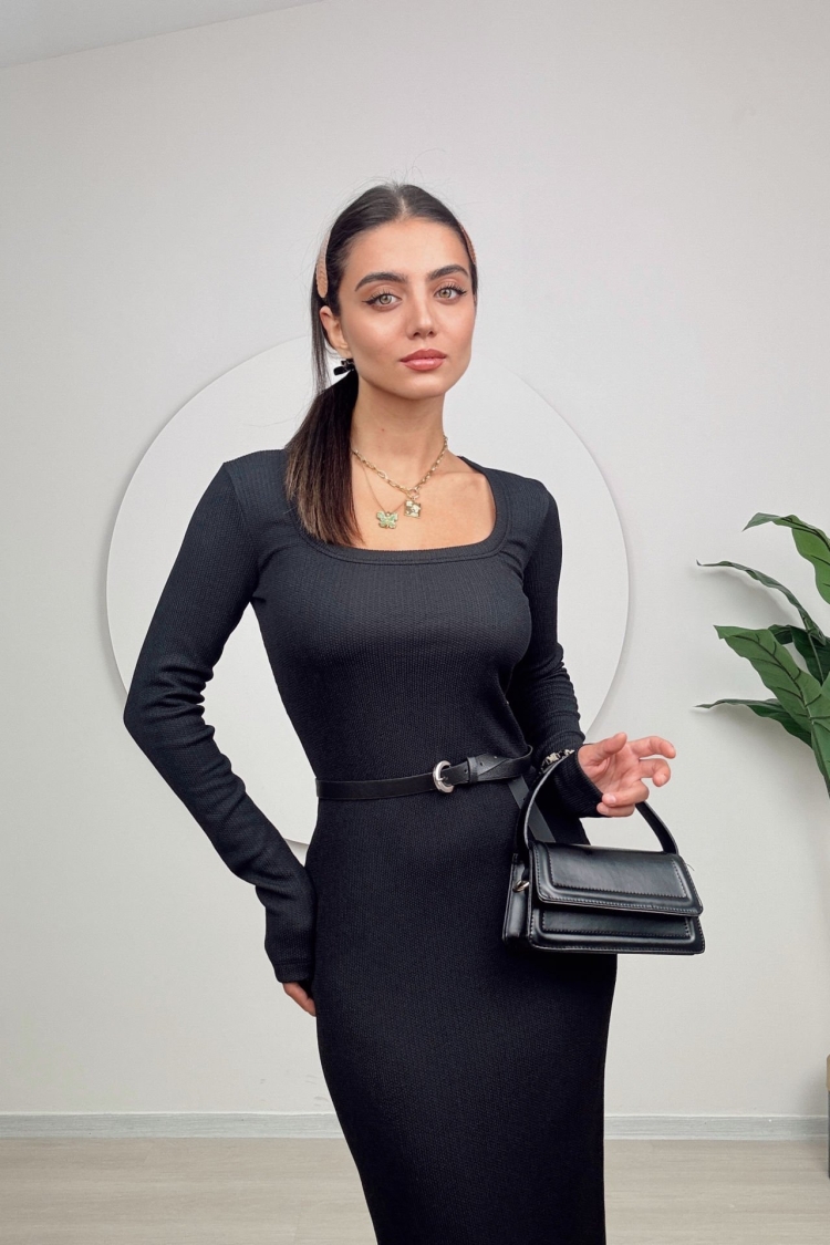U Neck Knitted Dress - Producer: Miss Janell - Wholesale Women Clothes - TheBS Women