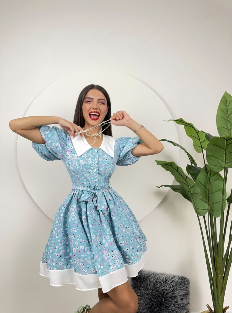 Collar Detail Crepe Mini Dress - Producer: Miss Janell - Wholesale Women Clothes - TheBS Women