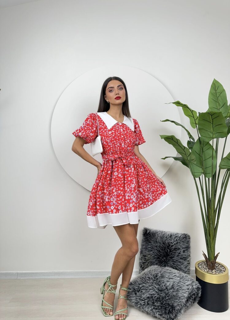 Collar Detail Crepe Mini Dress - Producer: Miss Janell - Wholesale Women Clothes - TheBS Women