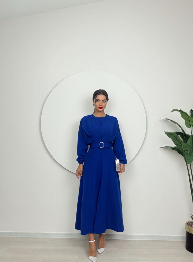Long Dress With Pleated Belt - Producer: Miss Janell - Wholesale Women Clothes - TheBS Women