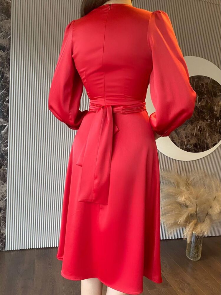 Satin Belted Dress - Producer: Miss Janell - Wholesale Women Clothes - TheBS Women