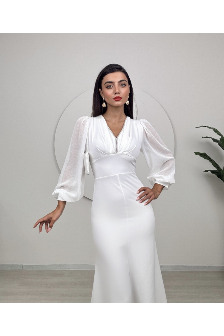 Sleeves Chiffon Atlas Dress - Brand: Miss Janell - Women & Kids, Baby Clothes Wholesale - TheBS Women