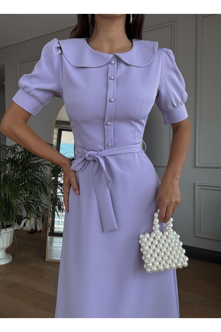 Baby Collar Belted Midi Dress - Brand: Miss Janell - Women & Kids, Baby Clothes Wholesale - TheBS Women