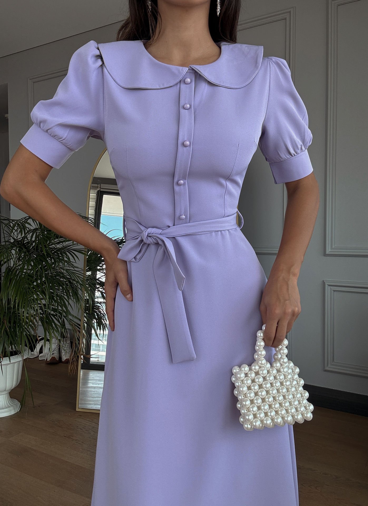 Baby Collar Belted Midi Dress - Brand: Miss Janell - Women & Kids, Baby Clothes Wholesale - TheBS Women