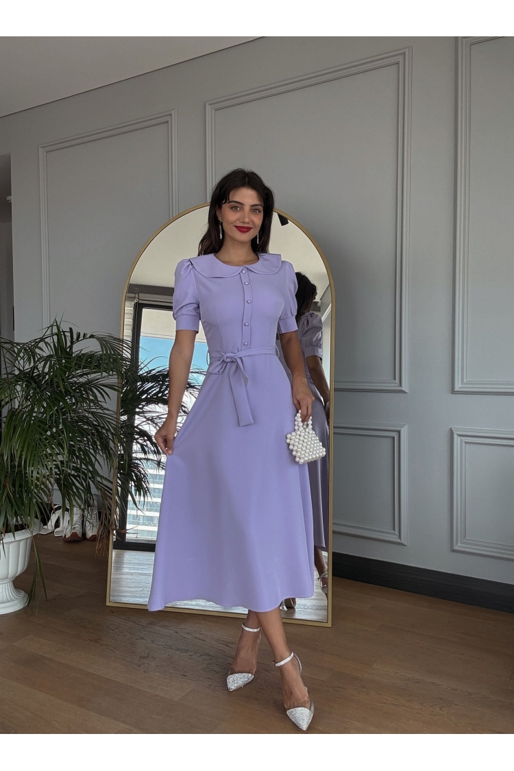 Baby Collar Belted Midi Dress - Brand: Miss Janell - Women & Kids, Baby Clothes Wholesale - TheBS Women