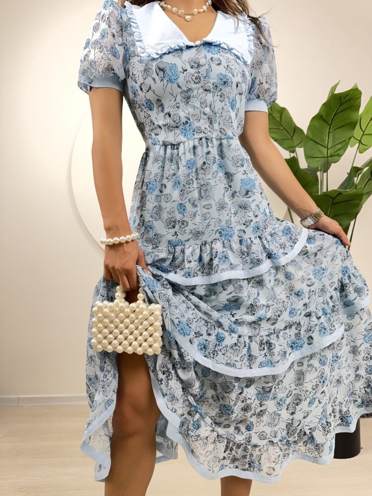 Chiffon Patterned Floor Dress - Producer: Miss Janell - Wholesale Women Clothes - TheBS Women