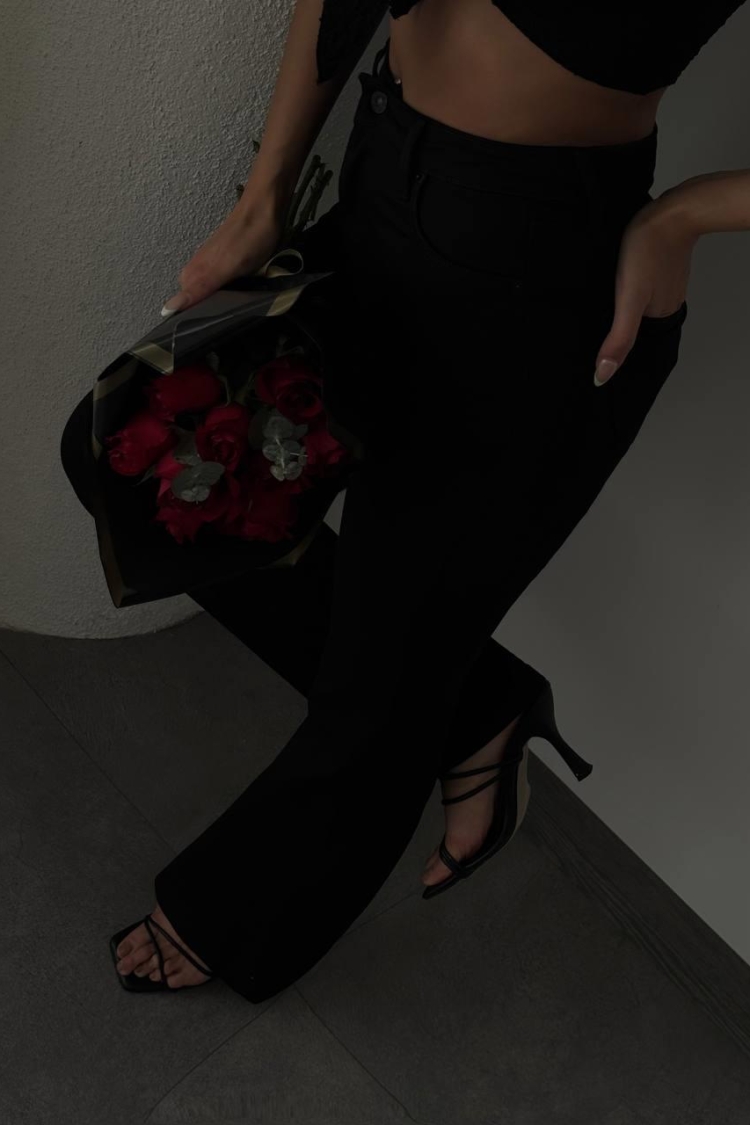 High Waist Half Spanish Leg Black Jeans - Producer: LACARINO - Wholesale Women Clothes - TheBS Women
