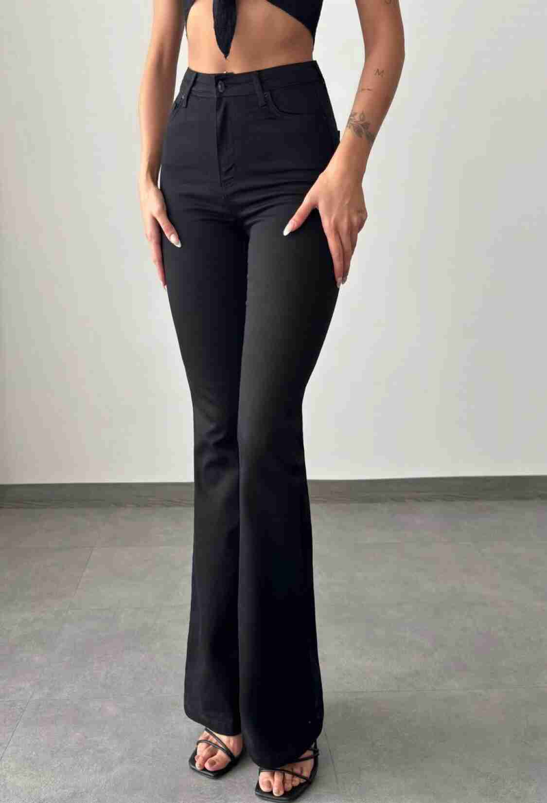 High Waist Half Spanish Leg Black Jeans - Brand: LACARINO - Women & Kids, Baby Clothes Wholesale - TheBS Women