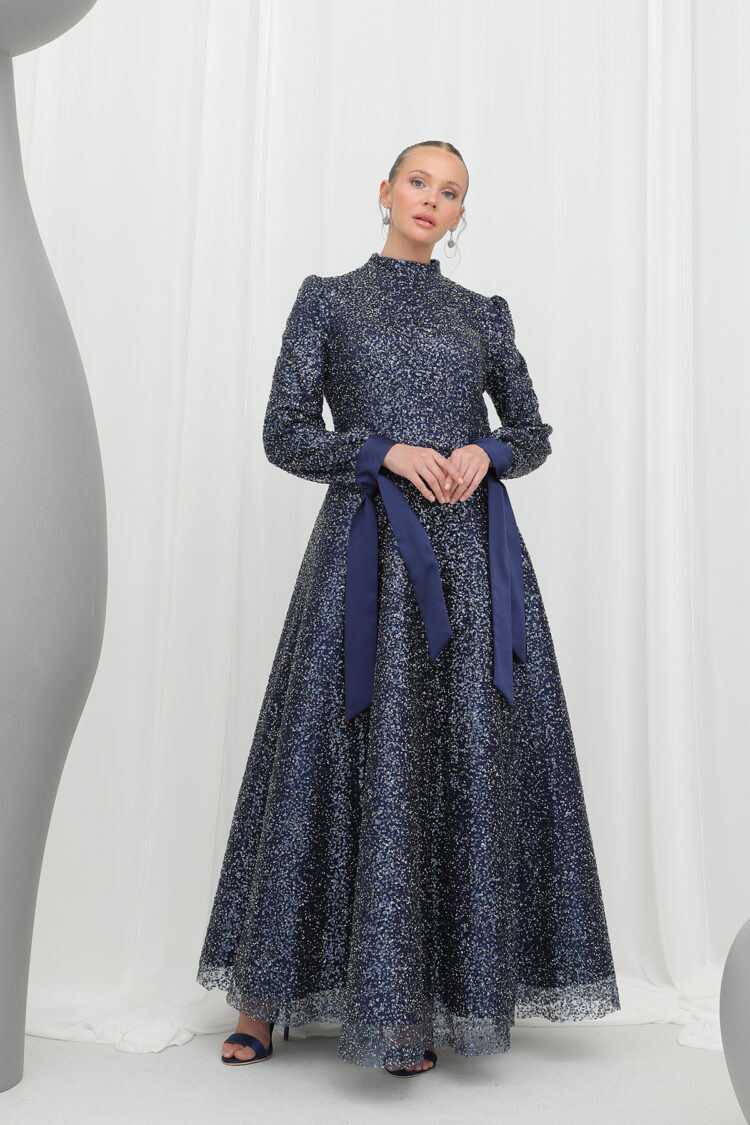 Elegant Evening Dress With Sparkly Sequin Detail - Producer: Puane - Wholesale Women Clothes - TheBS Women