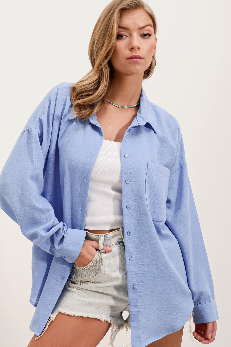 Single Pocket Oversize Shirt - Producer: Bigdart - Wholesale Women Clothes - TheBS Women