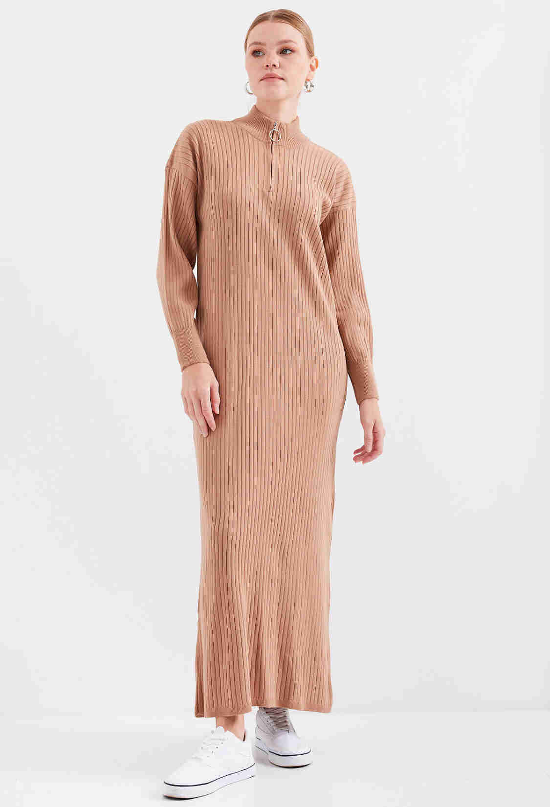Full-length Knitwear Dress - Tan - Brand: Bigdart - Women & Kids, Baby Clothes Wholesale - TheBS Women