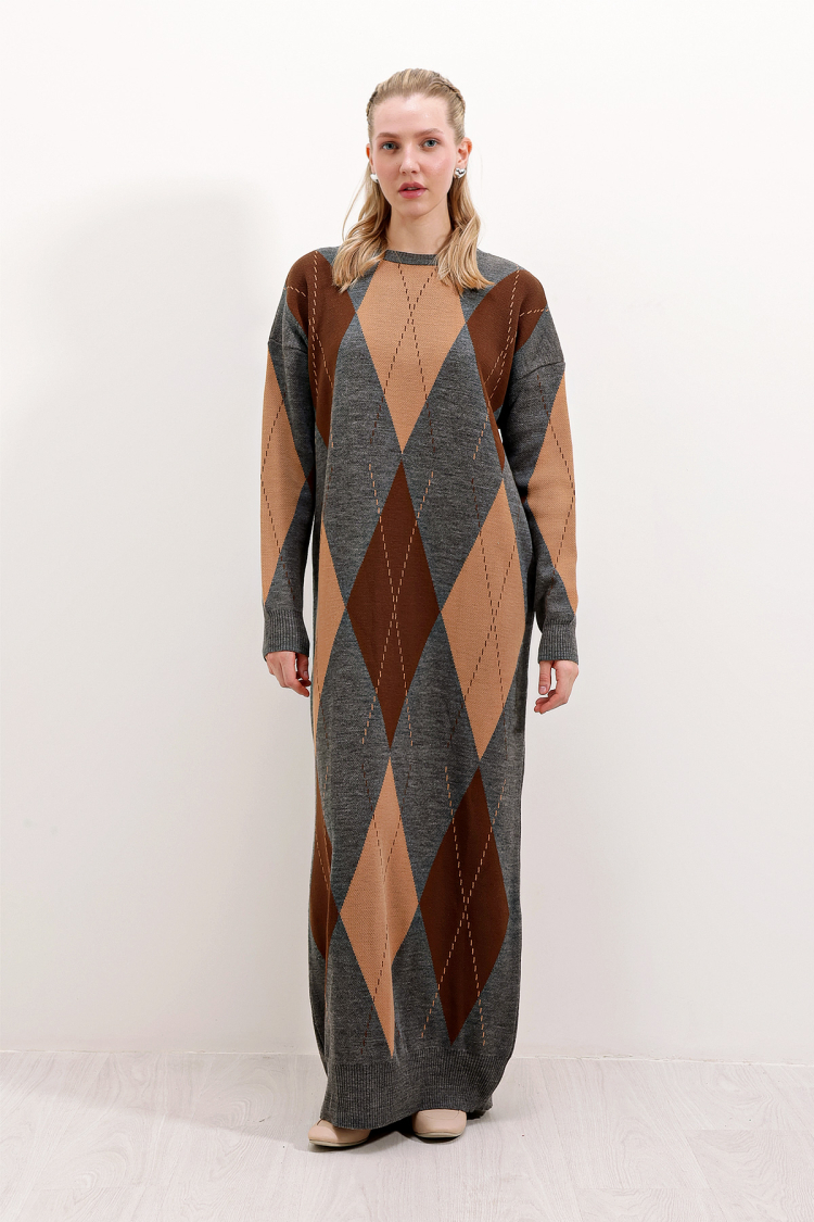 Long Knit Dress -& Brown - Producer: Bigdart - Wholesale Women Clothes - TheBS Women