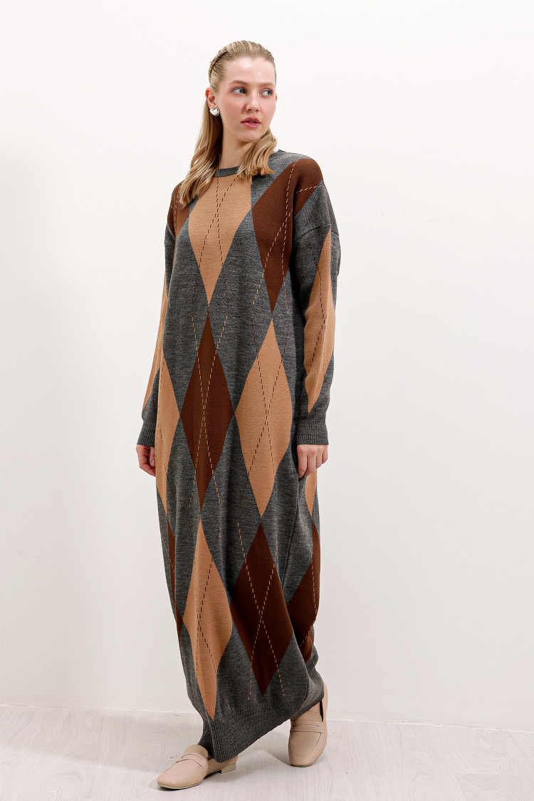Long Knit Dress -& Brown - Producer: Bigdart - Wholesale Women Clothes - TheBS Women