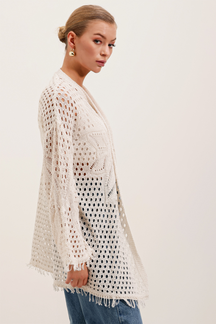 Openwork/perforated Oversize Cardigan - Stone - Producer: Bigdart - Wholesale Women Clothes - TheBS Women
