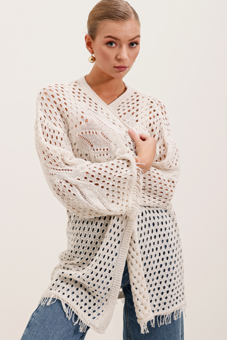 Openwork/perforated Oversize Cardigan - Stone - Producer: Bigdart - Wholesale Women Clothes - TheBS Women
