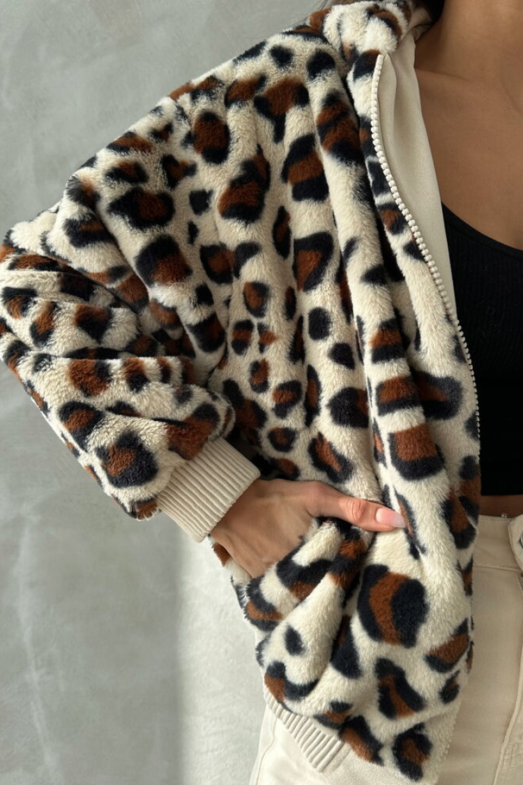 Leopard Look Plush Coat - Light - Producer: Topshow - Wholesale Women Clothes - TheBS Women