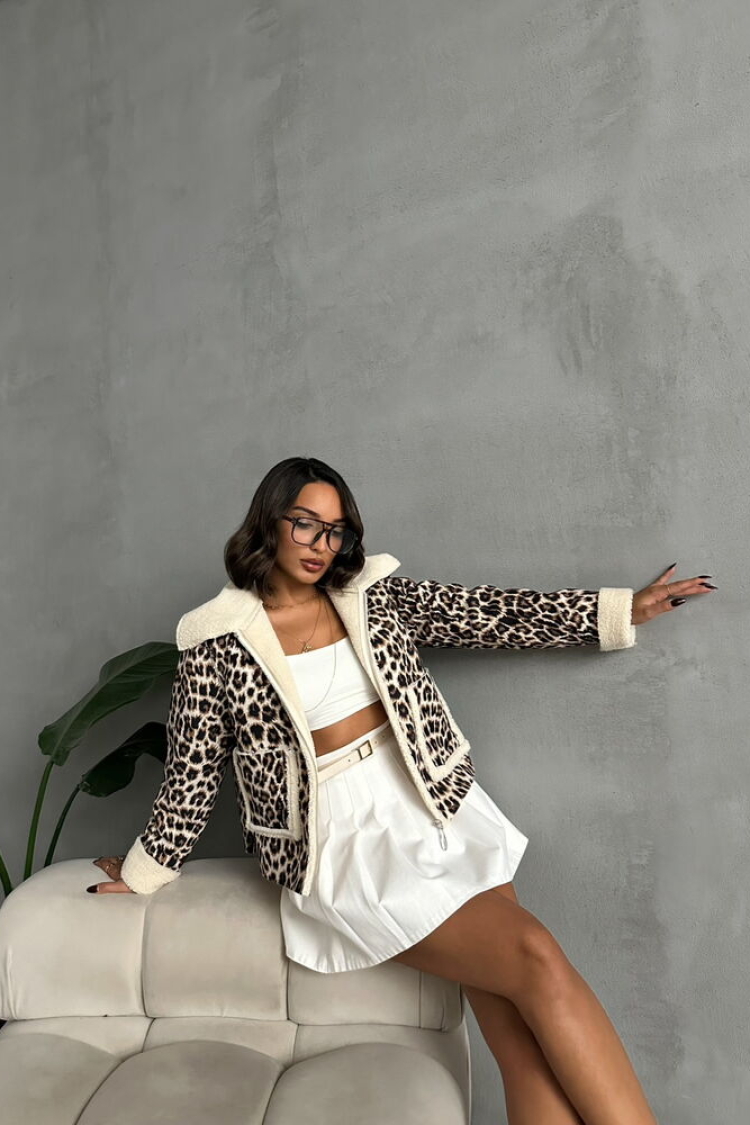 Leopard Patterned Plush Coat - Producer: Topshow - Wholesale Women Clothes - TheBS Women