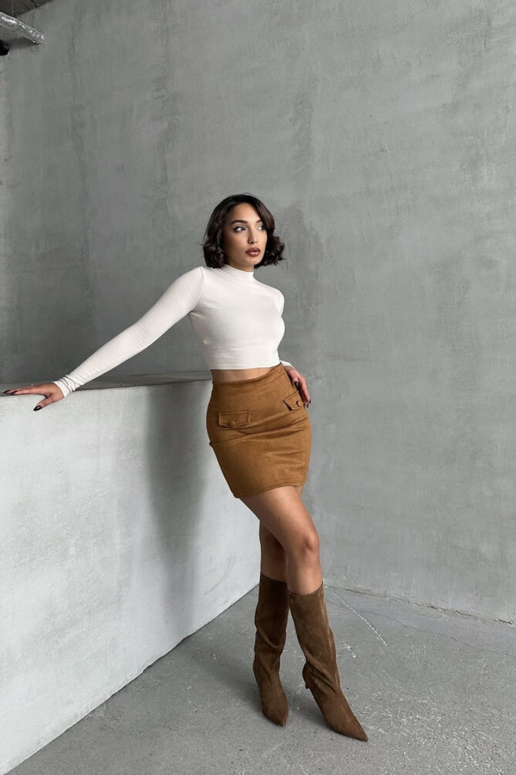 Pocket Skirt - Tan - Producer: Topshow - Wholesale Women Clothes - TheBS Women