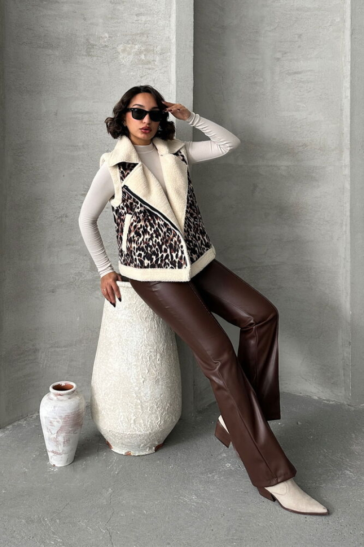 Leopard Print Plush Vest - Producer: Topshow - Wholesale Women Clothes - TheBS Women