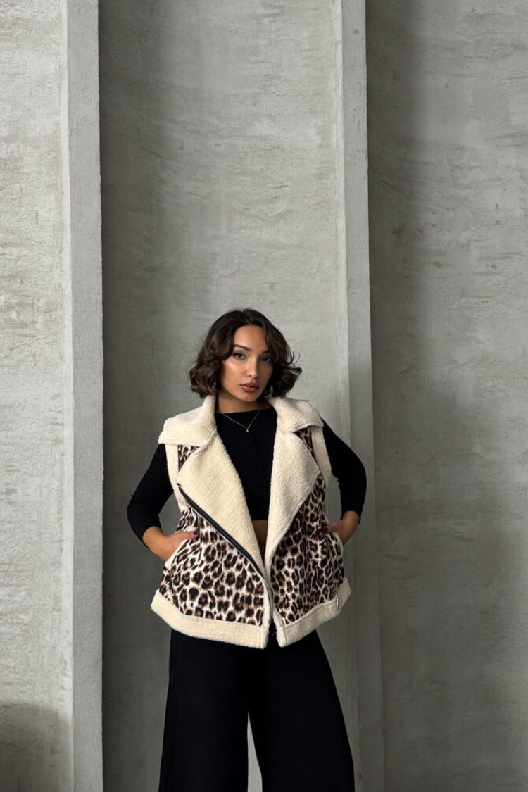 Leopard Print Plush Vest - Producer: Topshow - Wholesale Women Clothes - TheBS Women