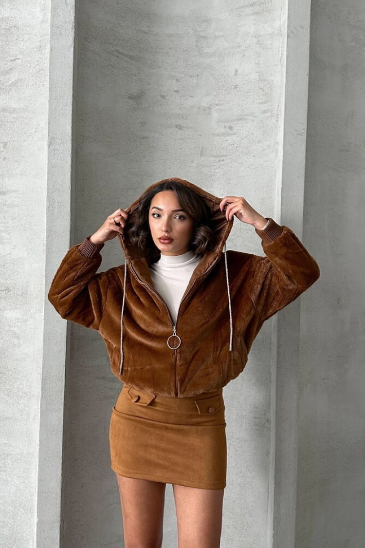 Plush Coat - Tan - Producer: Topshow - Wholesale Women Clothes - TheBS Women