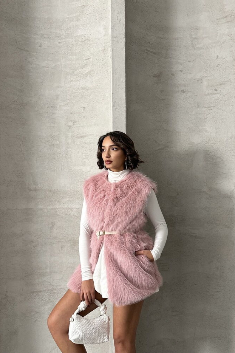 Furry Vest - Powder - Producer: Topshow - Wholesale Women Clothes - TheBS Women