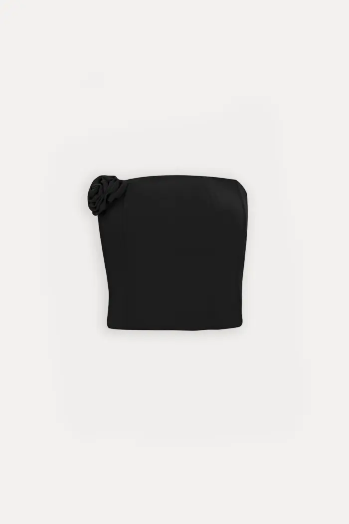 Rose Detail Strapless Crop Top - Producer: EYYO ATELIER - Wholesale Women Clothes - TheBS Women