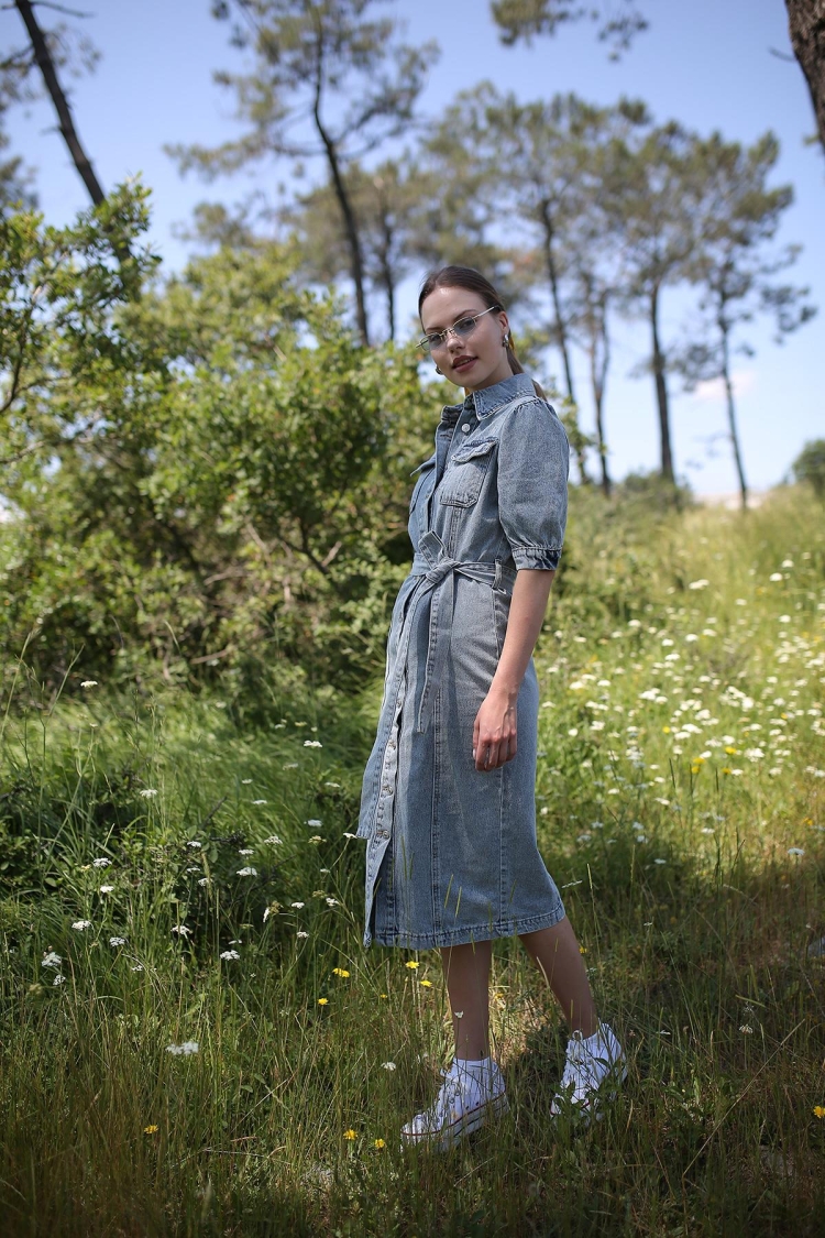 Women's Denim Shirt Dress Blue - Producer: Levure - Wholesale Women Clothes - TheBS Women