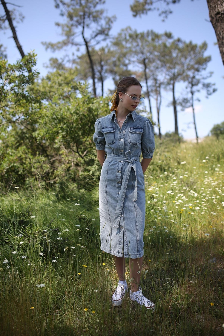 Women's Denim Shirt Dress Blue - Producer: Levure - Wholesale Women Clothes - TheBS Women