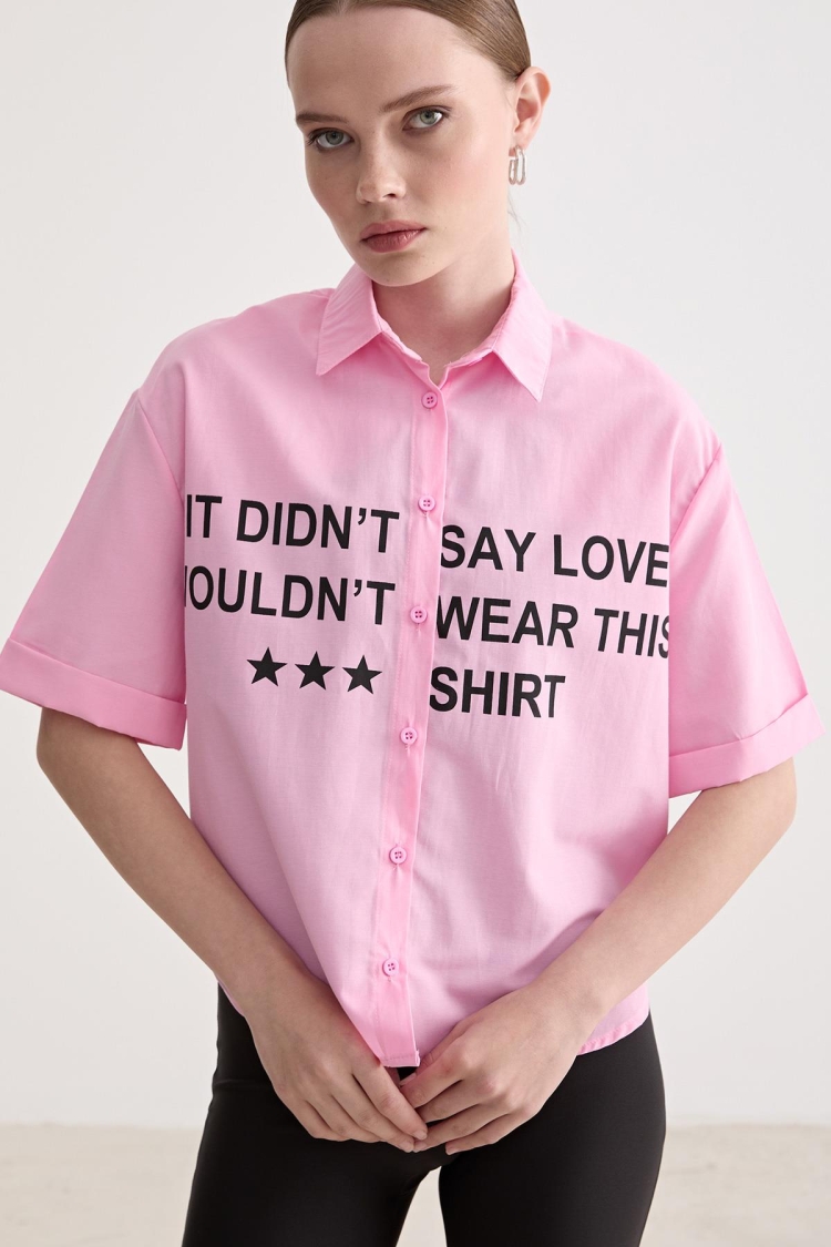Print Detailed Oversize Shirt - Producer: Levure - Wholesale Women Clothes - TheBS Women