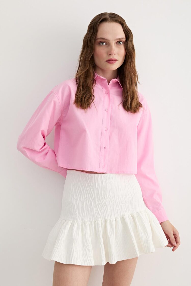 Long Sleeve Women's Crop Shirt - Producer: Levure - Wholesale Women Clothes - TheBS Women