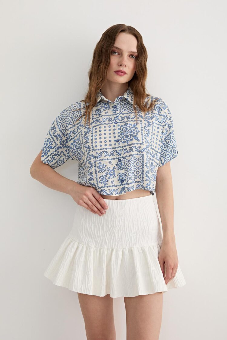 Women's Short Sleeve Patterned Modal Shirt - Producer: Levure - Wholesale Women Clothes - TheBS Women