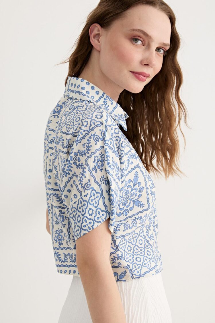 Women's Short Sleeve Patterned Modal Shirt - Producer: Levure - Wholesale Women Clothes - TheBS Women