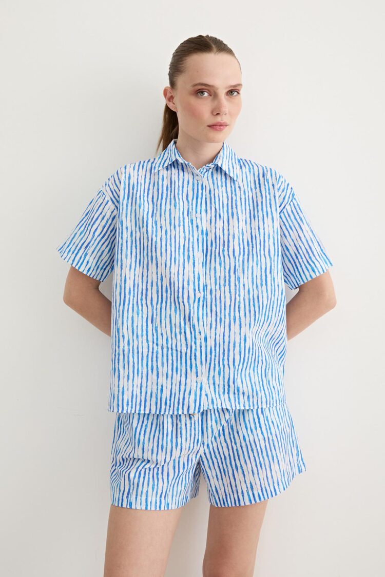 Oversize Striped Shirt Blue - Producer: Levure - Wholesale Women Clothes - TheBS Women