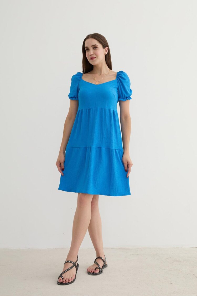 Watermelon Sleeve Detailed Short Dress Saks - Producer: Levure - Wholesale Women Clothes - TheBS Women
