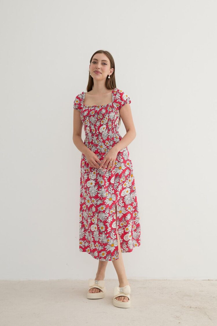 Women's Floral Patterned Slit Dress - Producer: Levure - Wholesale Women Clothes - TheBS Women