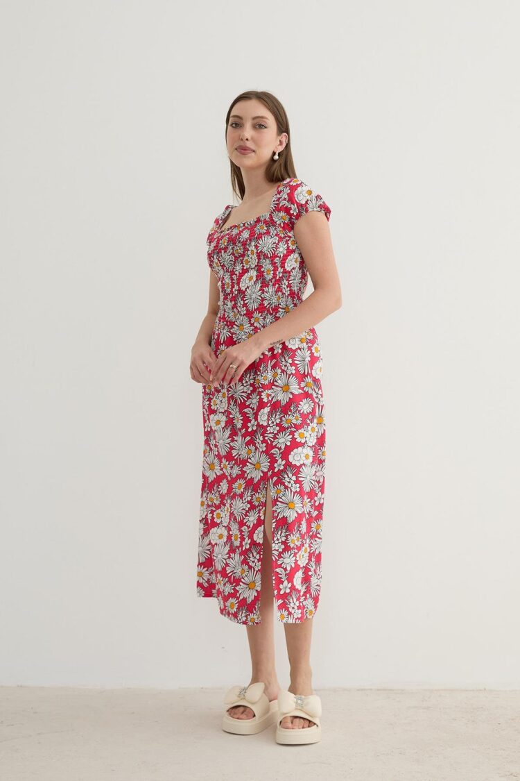Women's Floral Patterned Slit Dress - Producer: Levure - Wholesale Women Clothes - TheBS Women
