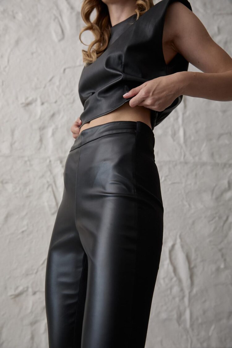 Women's Elastic Long Leather Trousers Black - Producer: Levure - Wholesale Women Clothes - TheBS Women