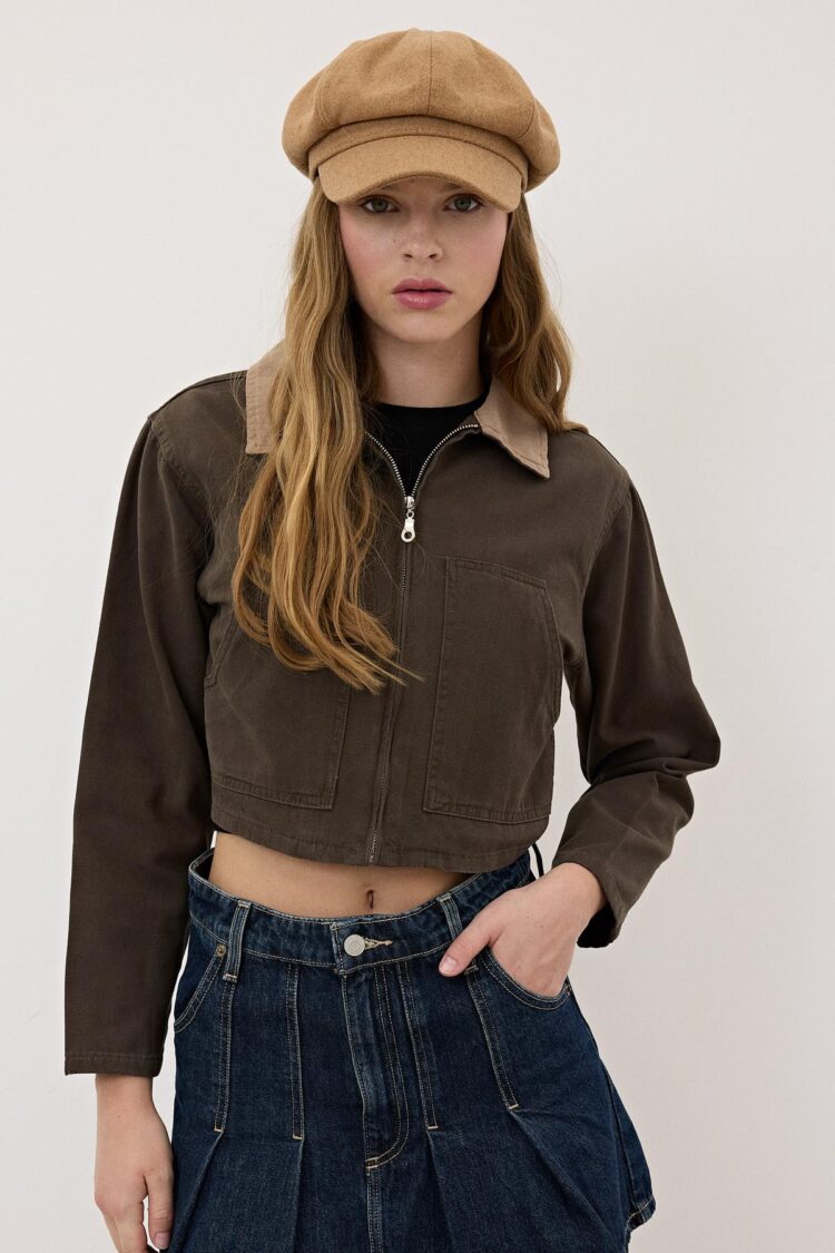 Women's Collar Garni Detail Zippered Coat - Producer: Levure - Wholesale Women Clothes - TheBS Women