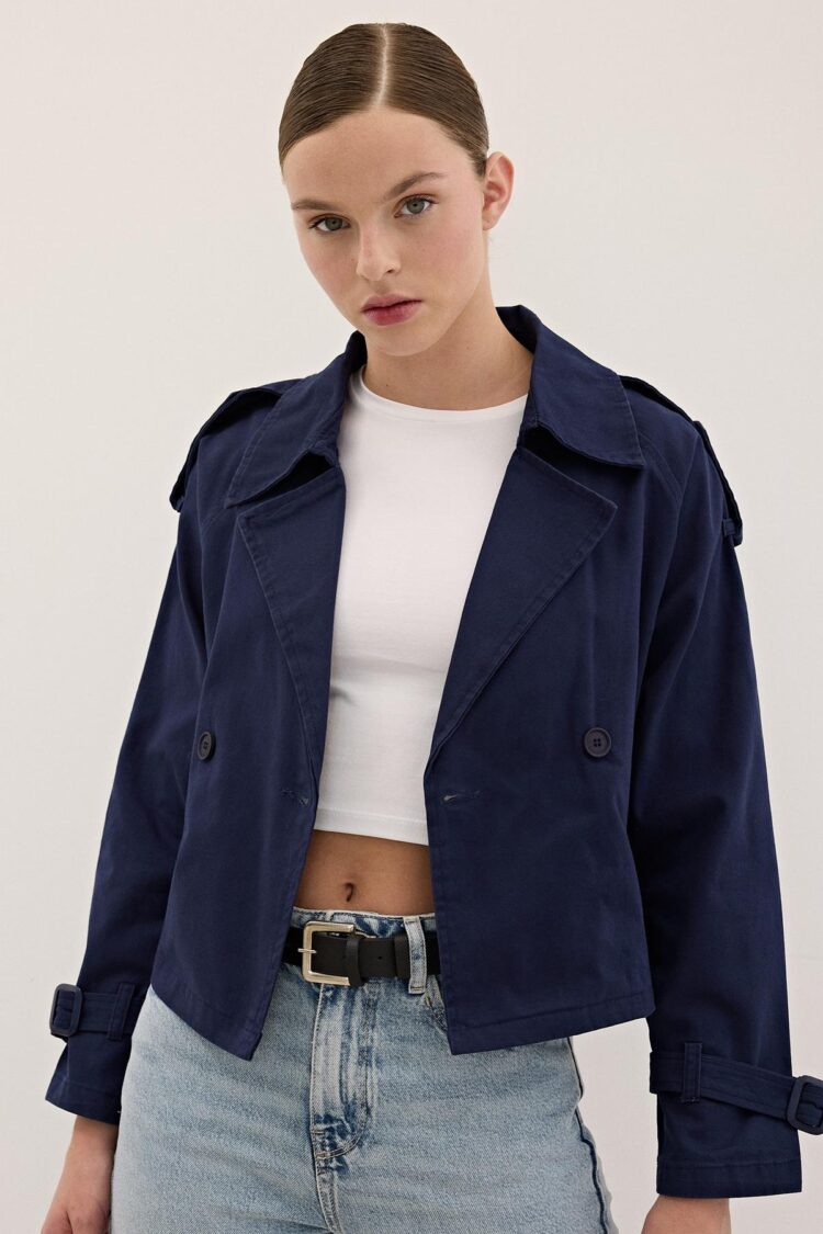 Button Detailed Gabardine Trench Coat - Producer: Levure - Wholesale Women Clothes - TheBS Women