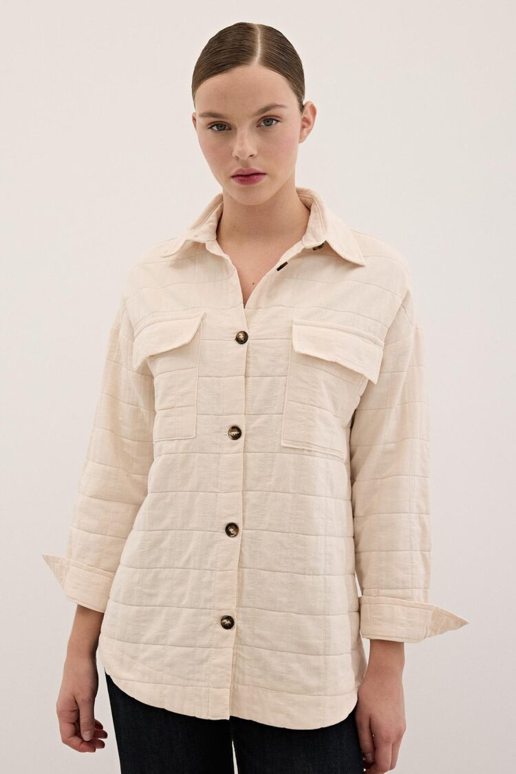 Button Detailed Patterned Quilted Shirt - Producer: Levure - Wholesale Women Clothes - TheBS Women