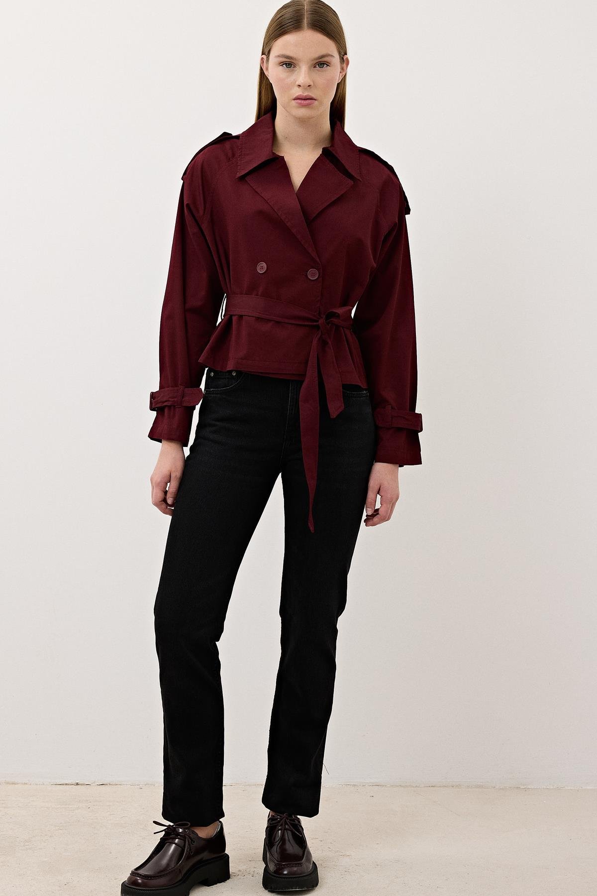Button Detailed Gabardine Trench Coat - Producer: Levure - Wholesale Women Clothes - TheBS Women