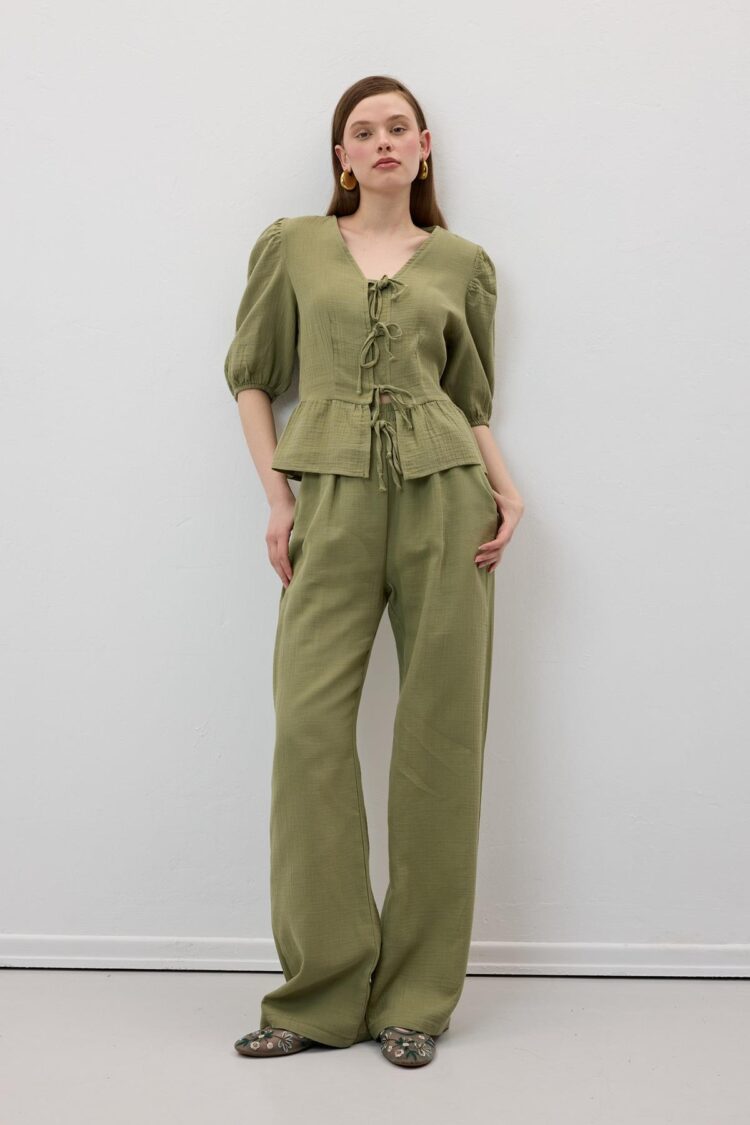Elastic Waist Mueslin Pants - Producer: Levure - Wholesale Women Clothes - TheBS Women